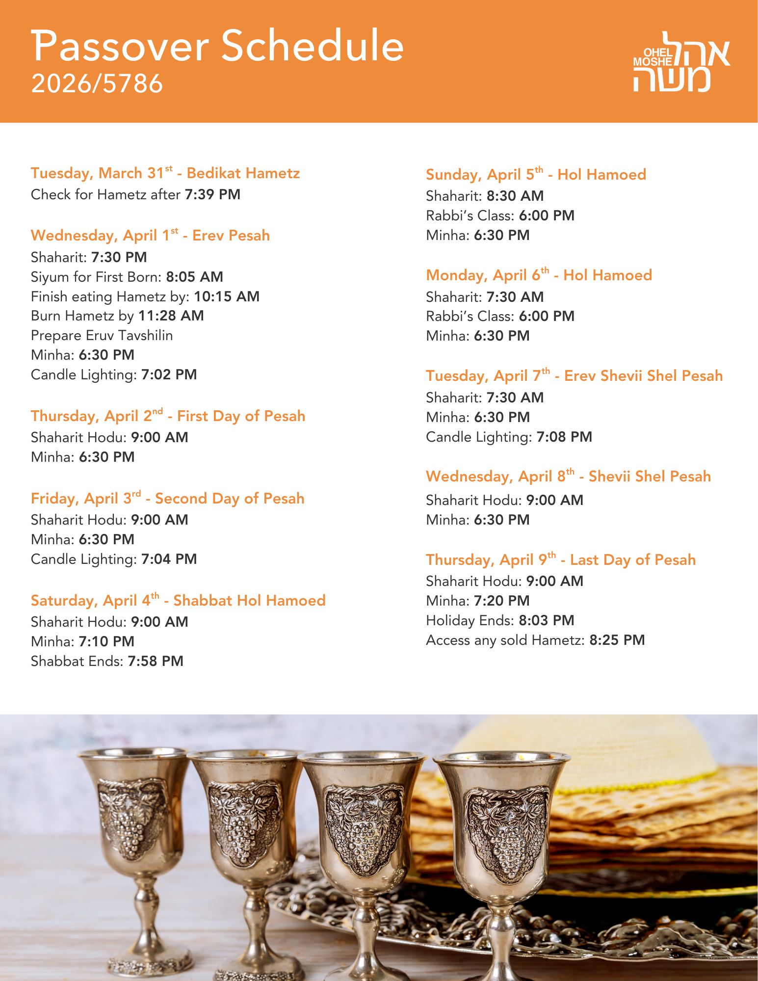 Passover Schedule